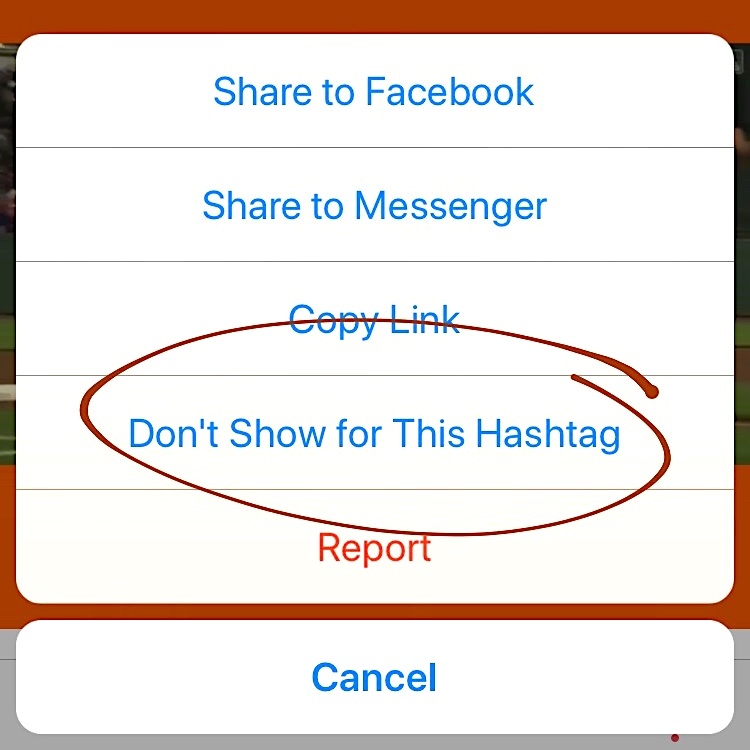 Do not show Instagram hashtags image