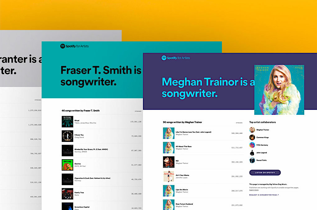 Spotify songwriter pages image