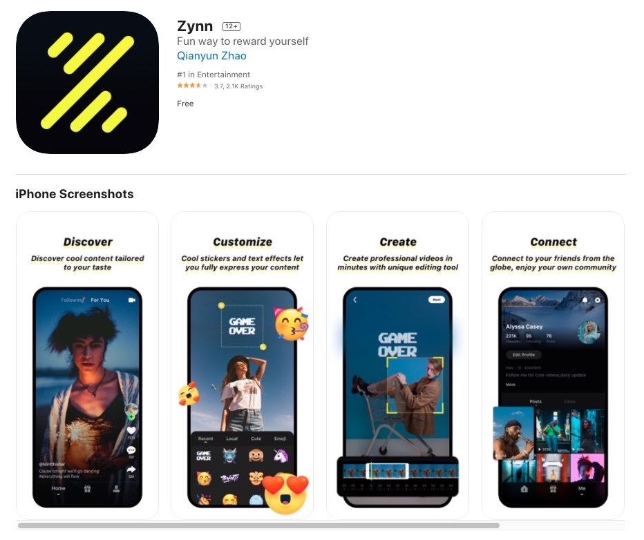 Zynn iPhone app image