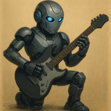 Robot playing guitar